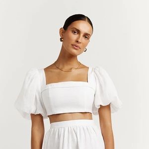 *NWT* DISSH Aisle White Linen Sleeves Top
